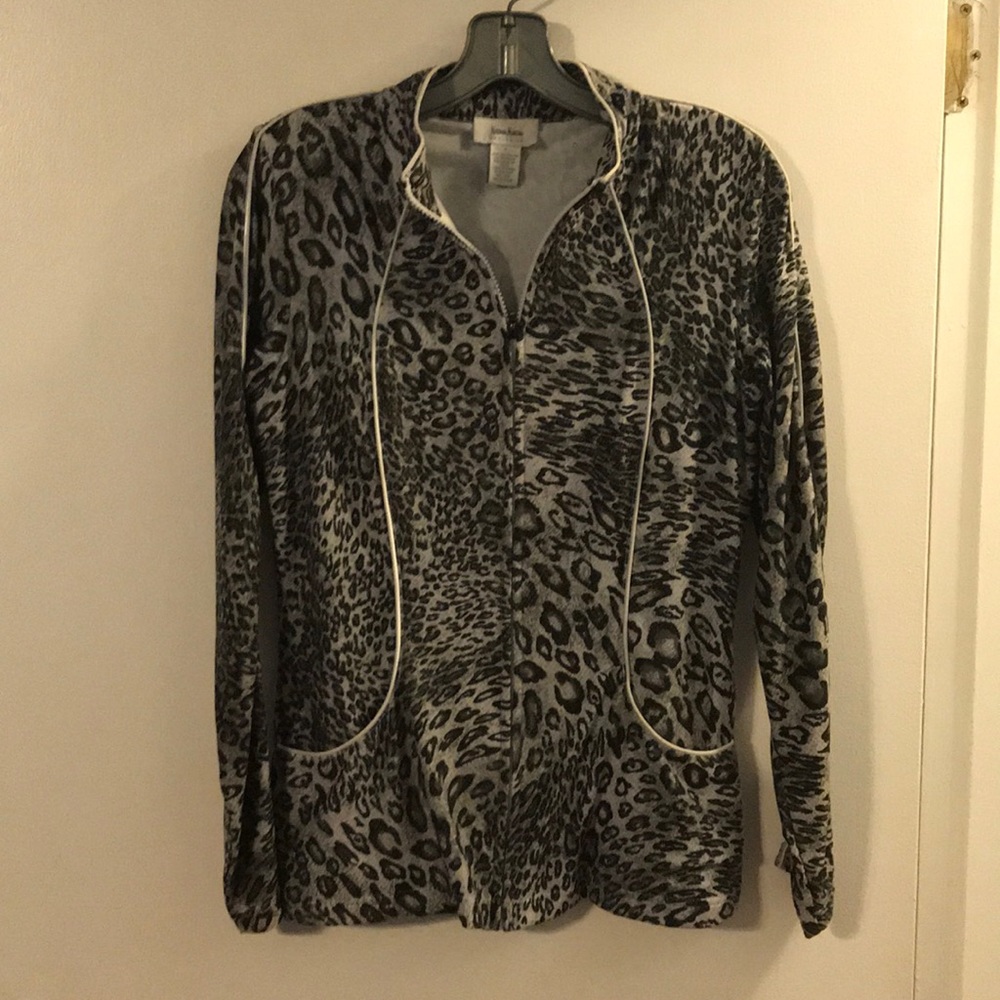 COPY - Neiman Marcus cheetah print warm up jacket
